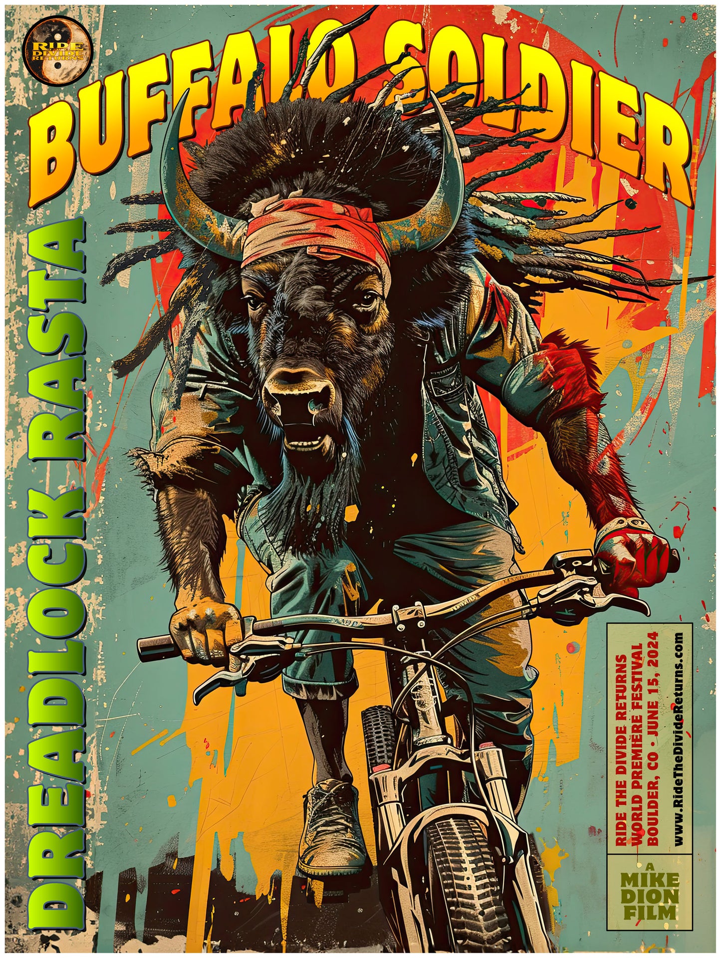 Buffalo Soldier Dreadlock Rasta Ride the Divide Movie Premiere poster